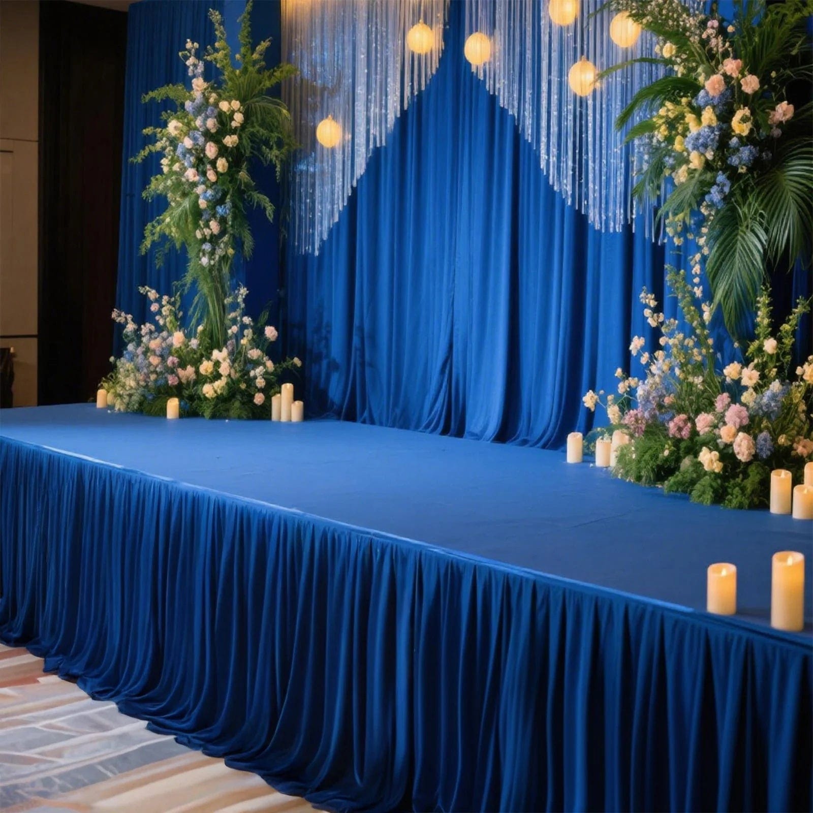 Portable Stage Skirting Polyester Shirred Pleat - Black