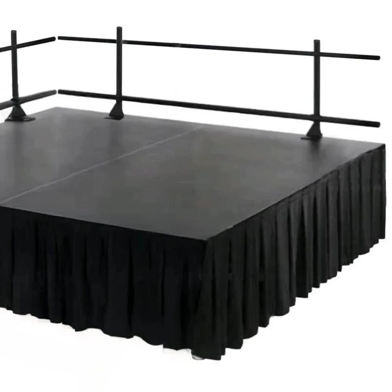 Portable Stage Skirting Polyester Shirred Pleat - Black SKT_POLY_STG_1610_BLK