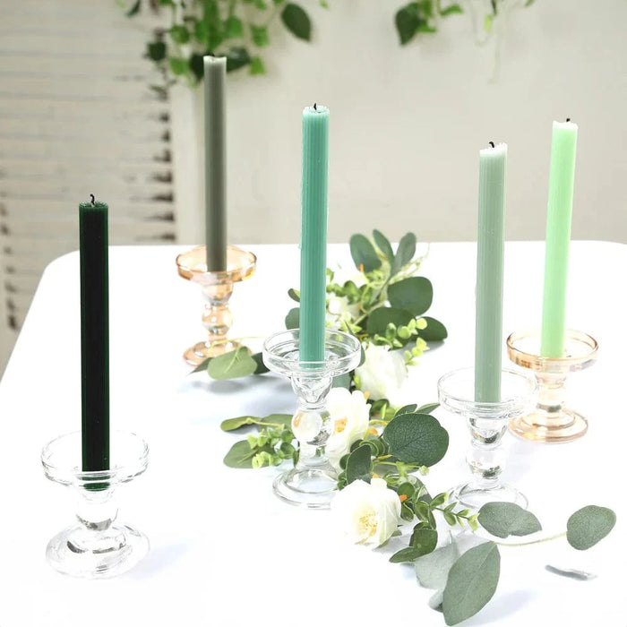 5 Ribbed Design 9" Unscented Premium Wax Taper Candles