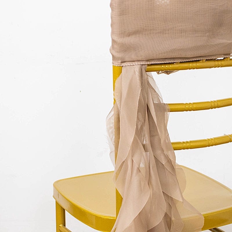 Premium Chair Cover with Curly Chiffon Ruffled Sashes