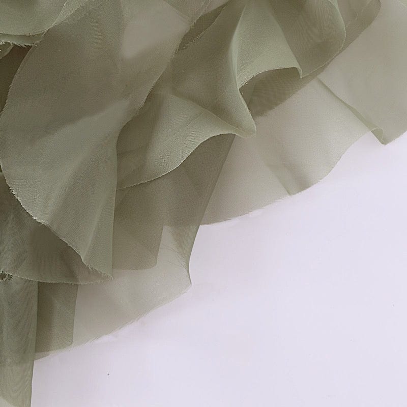 Premium Chair Cover with Curly Chiffon Ruffled Sashes