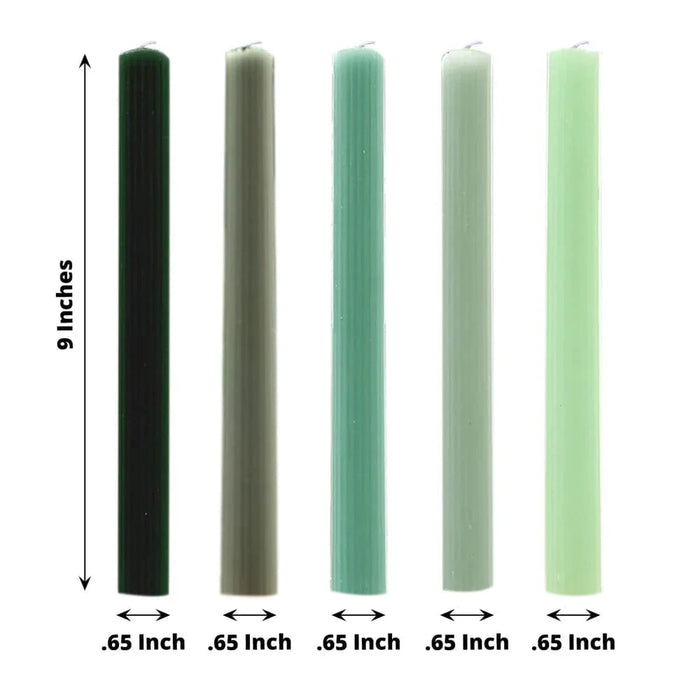 5 Ribbed Design 9" Unscented Premium Wax Taper Candles
