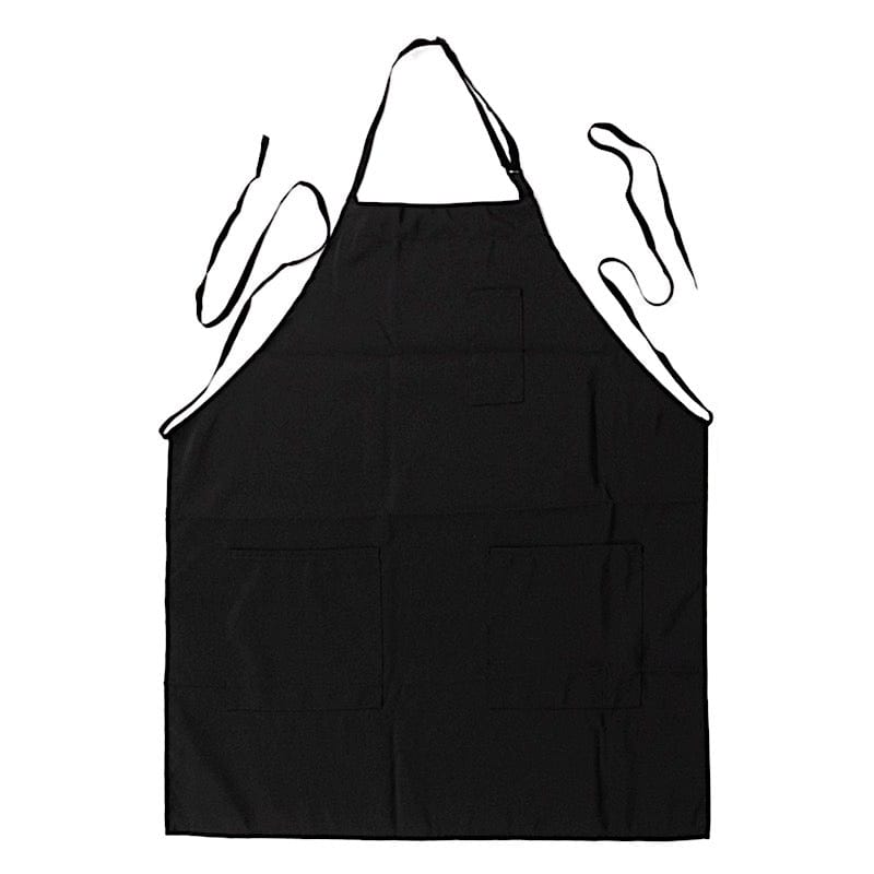 Premium Polyester Kitchen Chef Apron with Adjustable Neck and Long Ties APRON_PLY217_FB_BLK