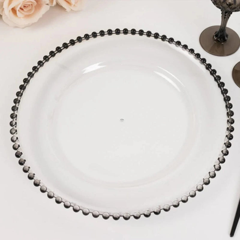 6 pcs 13" Round Beaded Rim Charger Plates