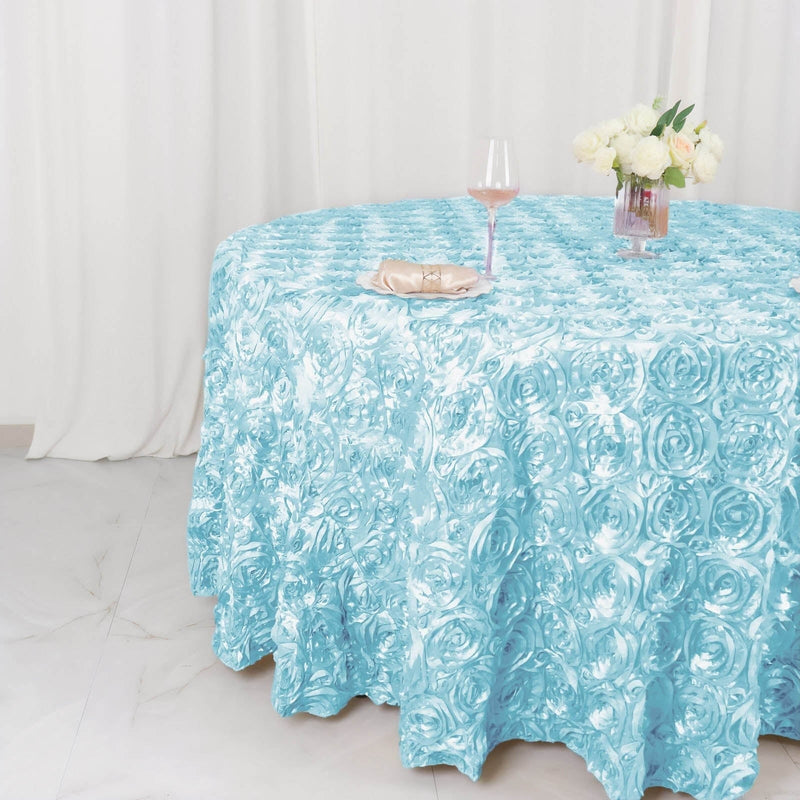 120" Round Satin Ribbon Roses Tablecloth