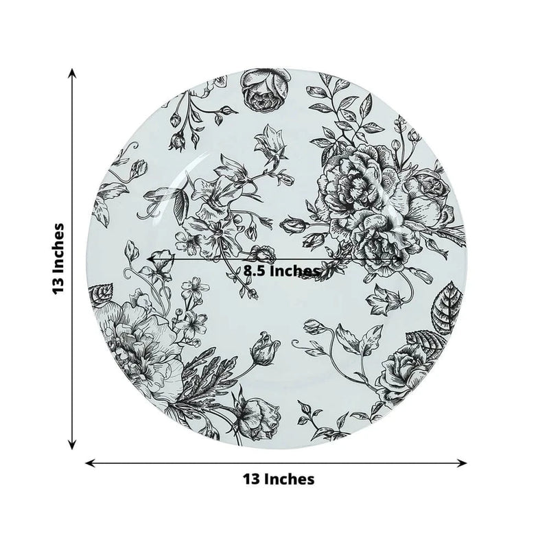 6 Plastic 13" Round Charger Plates with Floral Pattern