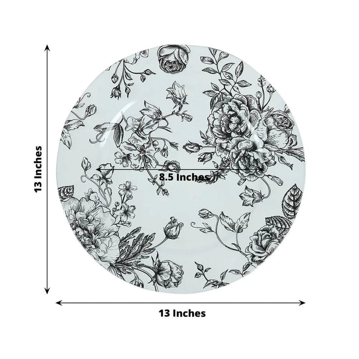 6 Plastic 13" Round Charger Plates with Floral Pattern