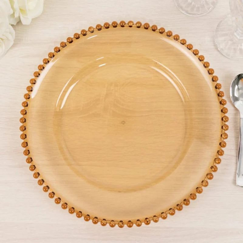 6 pcs 13" Round Beaded Rim Charger Plates