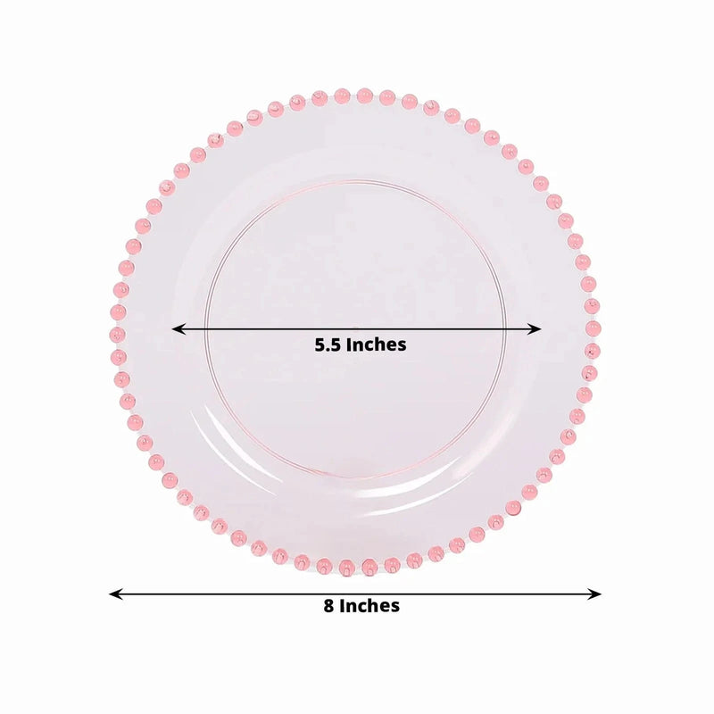 10 Round Plastic Salad Dinner Plates with Beaded Rim - Disposable Tableware
