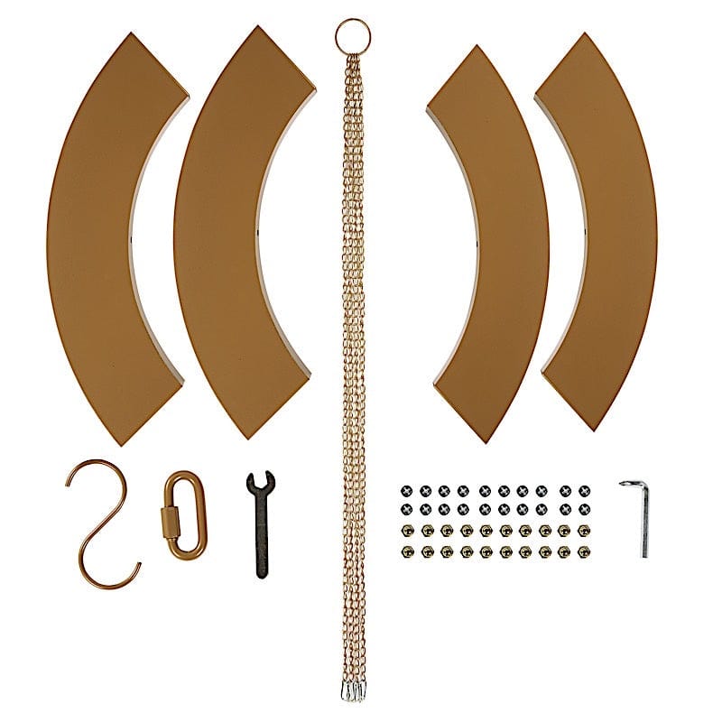 Round Hanging Metal Floral Chandelier Frame - Gold