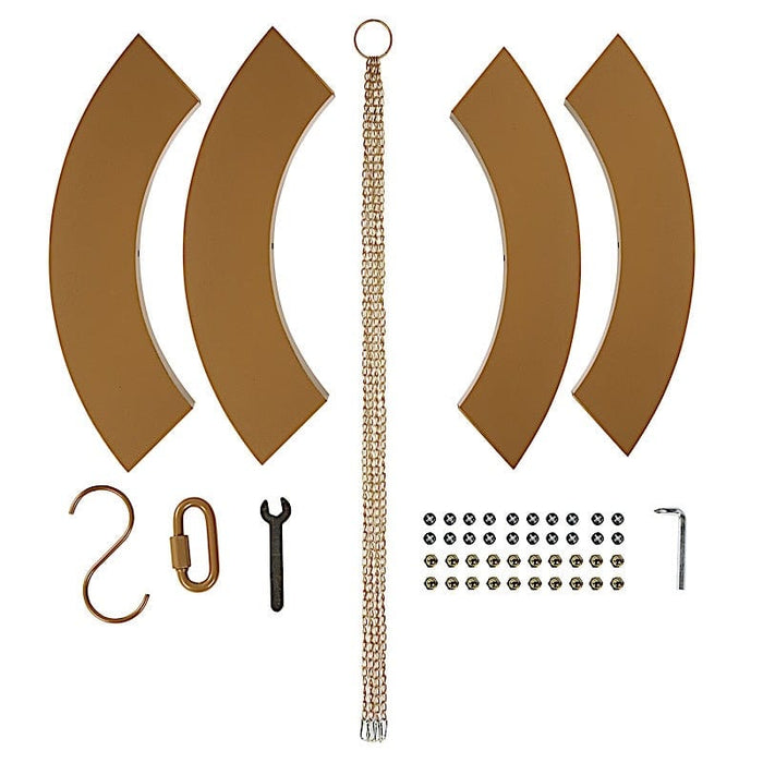 Round Hanging Metal Floral Chandelier Frame - Gold