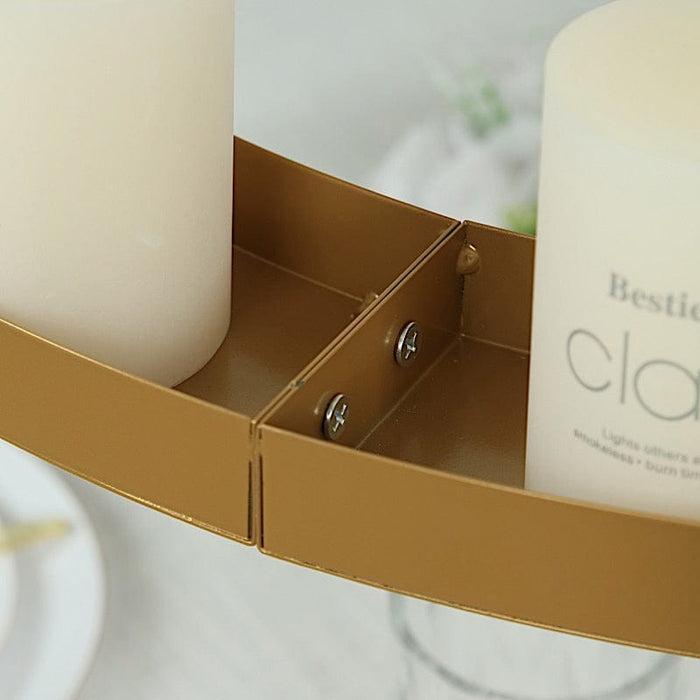 Round Hanging Metal Floral Chandelier Frame - Gold