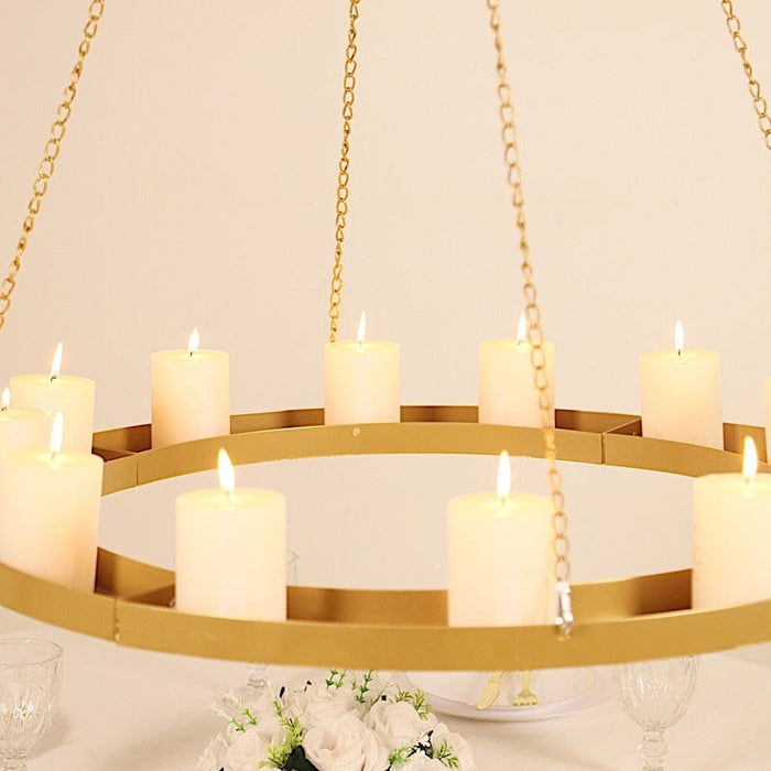 Round Hanging Metal Floral Chandelier Frame - Gold