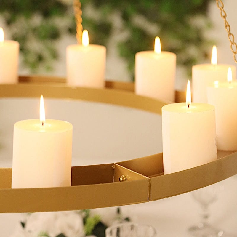 Round Hanging Metal Floral Chandelier Frame - Gold