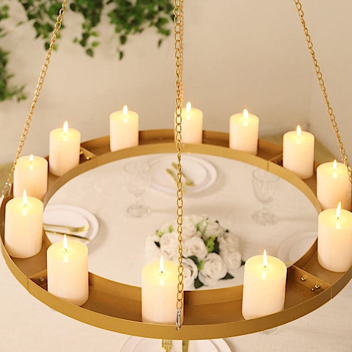 Round Hanging Metal Floral Chandelier Frame - Gold