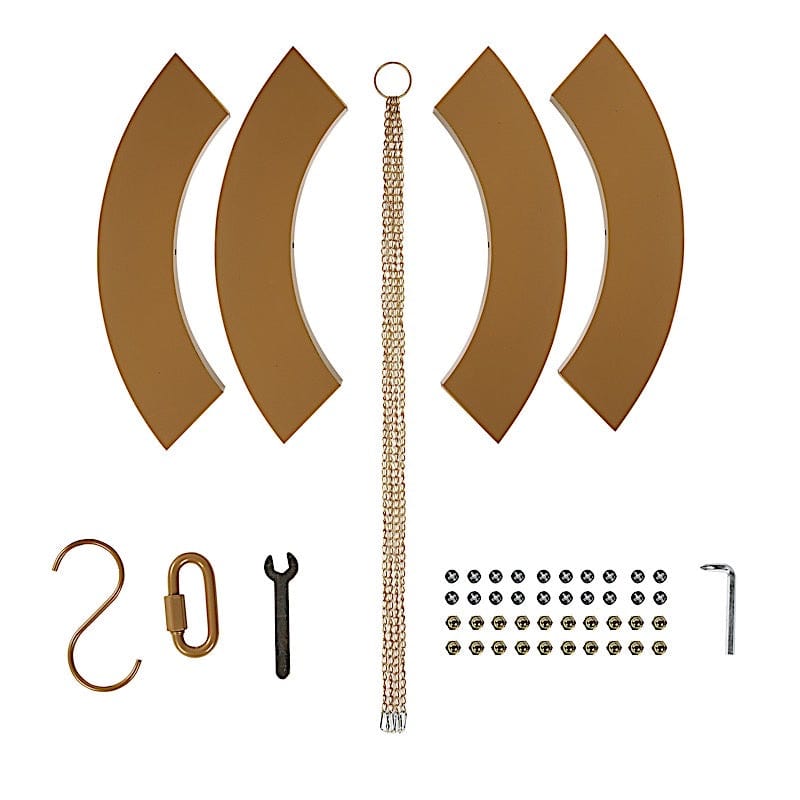 Round Hanging Metal Floral Chandelier Frame - Gold