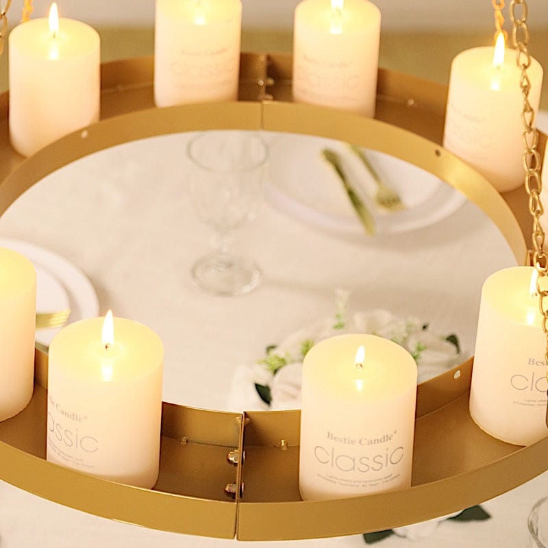 Round Hanging Metal Floral Chandelier Frame - Gold
