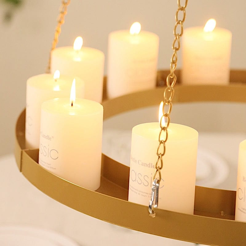 Round Hanging Metal Floral Chandelier Frame - Gold
