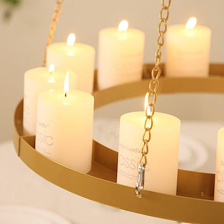Round Hanging Metal Floral Chandelier Frame - Gold