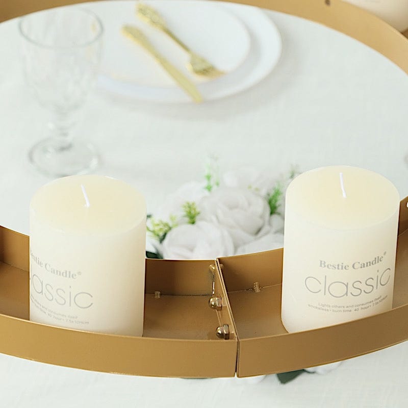 Round Hanging Metal Floral Chandelier Frame - Gold