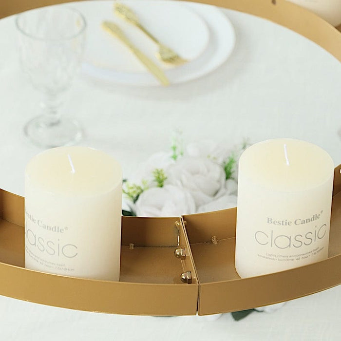 Round Hanging Metal Floral Chandelier Frame - Gold