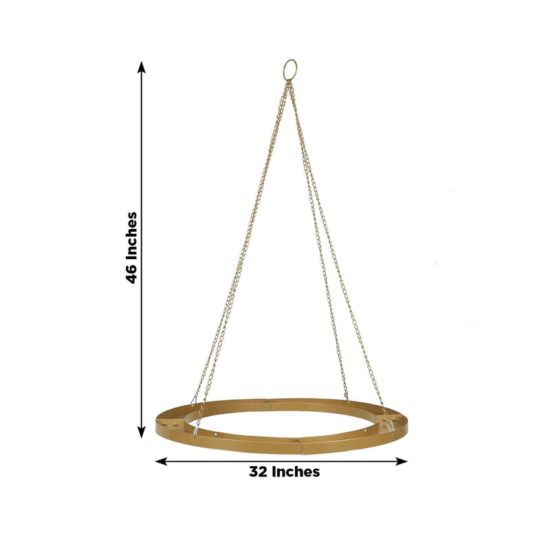 Round Hanging Metal Floral Chandelier Frame - Gold