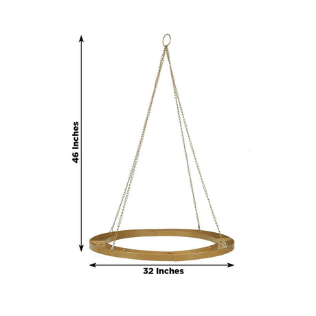 Round Hanging Metal Floral Chandelier Frame - Gold