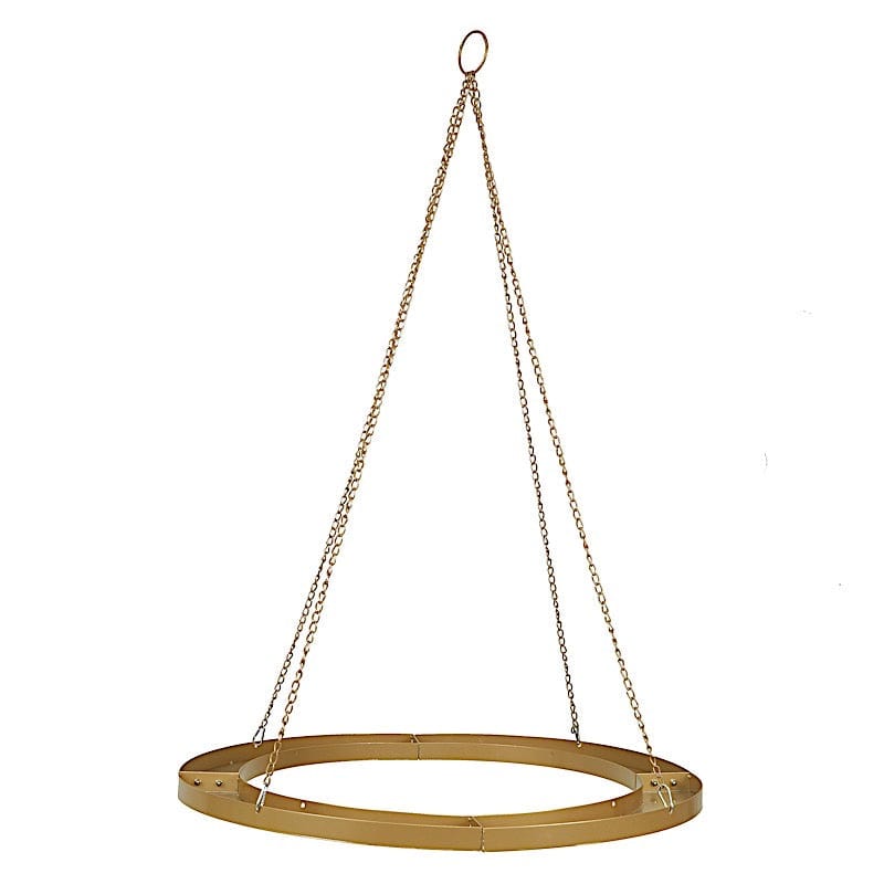Round Hanging Metal Floral Chandelier Frame - Gold CHDLR_HANG03_32_GOLD