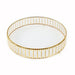 Round Metal Cake Stand with Glass Top and Hanging Crystal Beads CHDLR_CAKE28R_14_GOLD
