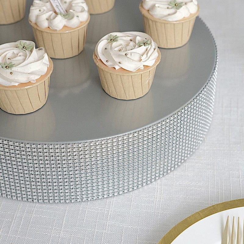 Round Metal Pedestal Cake Stand with Rhinestones