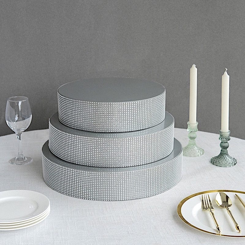 Round Metal Pedestal Cake Stand with Rhinestones