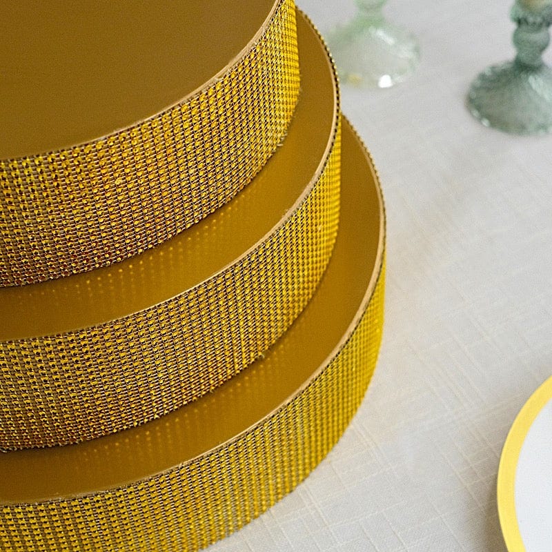 Round Metal Pedestal Cake Stand with Rhinestones