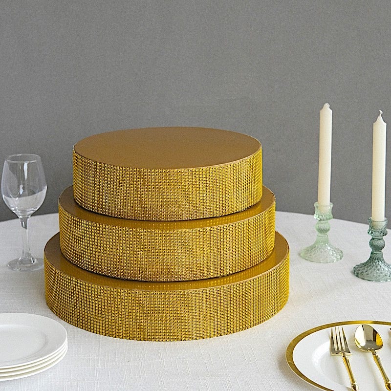 Round Metal Pedestal Cake Stand with Rhinestones