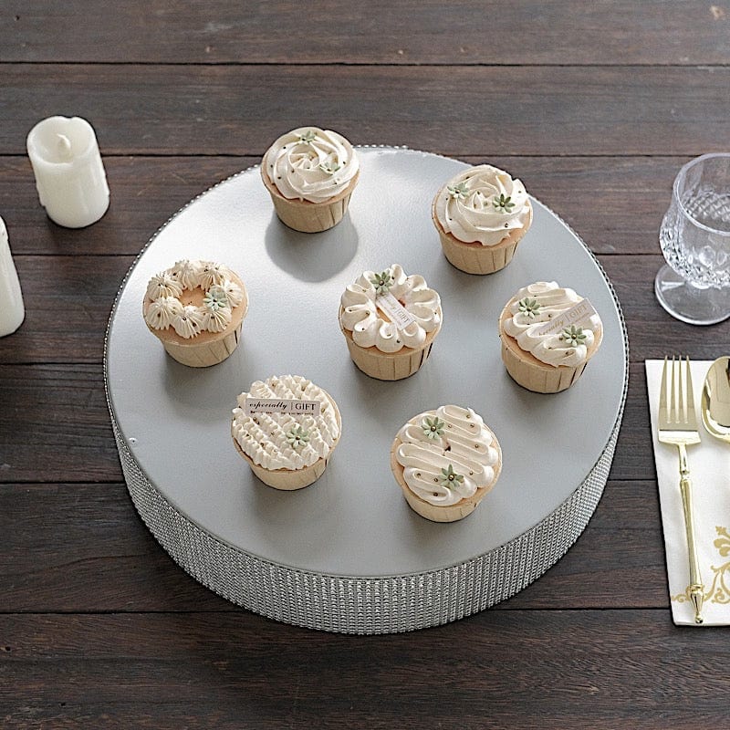 Round Metal Pedestal Cake Stand with Rhinestones