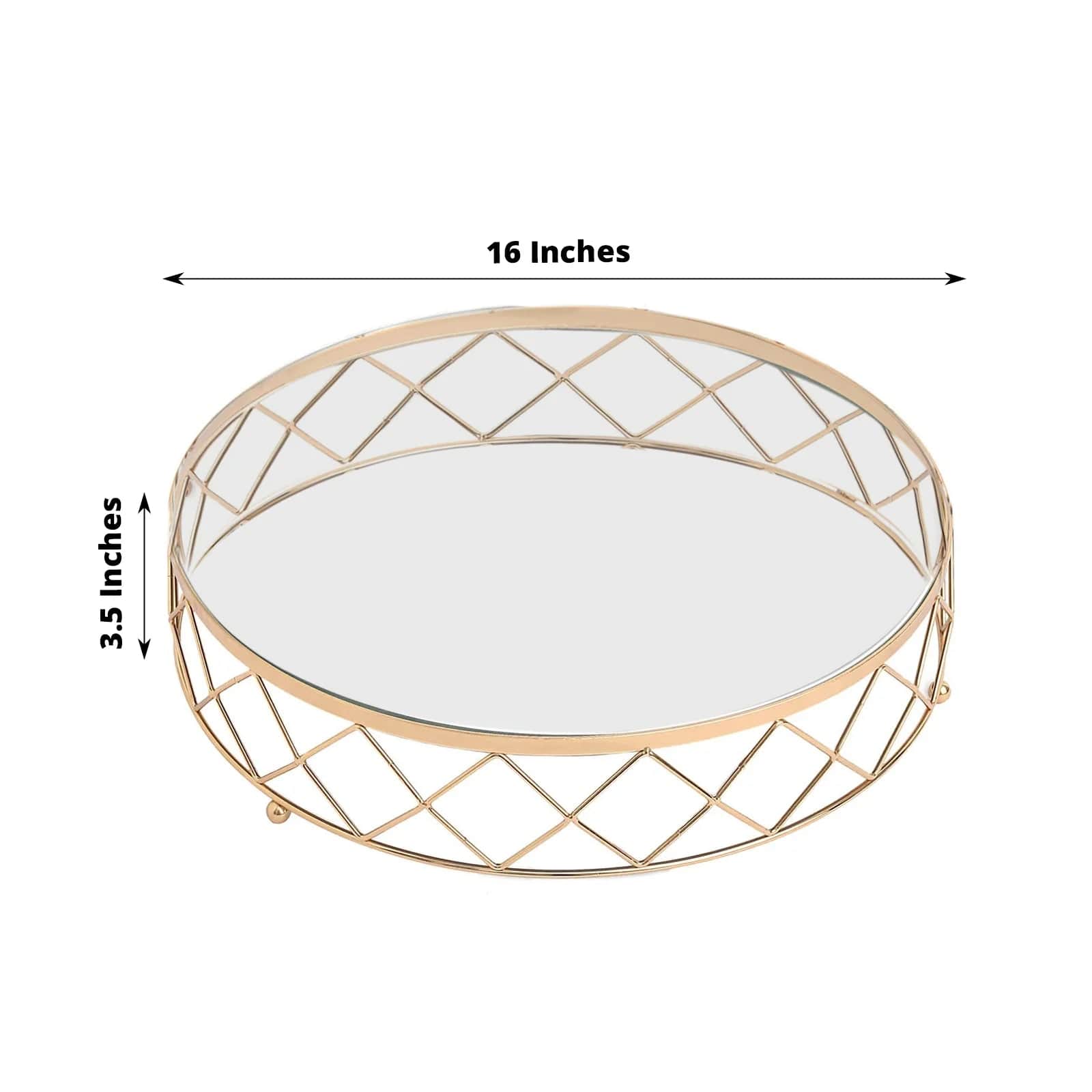 Round Metal with Glass Geometric Cake Stand - Gold