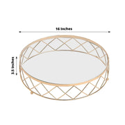 Round Metal with Glass Geometric Cake Stand - Gold