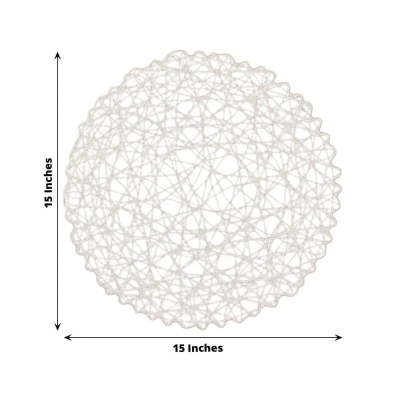 6 pcs 15" wide Round Metallic String Placemats