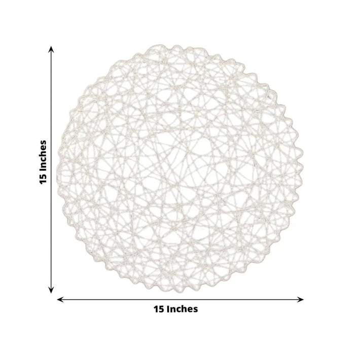 6 pcs 15" wide Round Metallic String Placemats