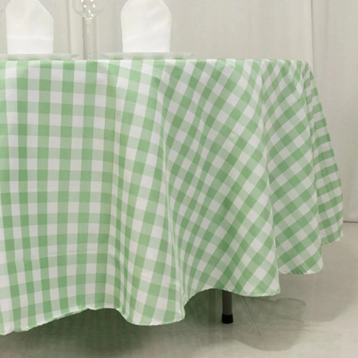 108" Checkered Gingham Polyester Round Tablecloth