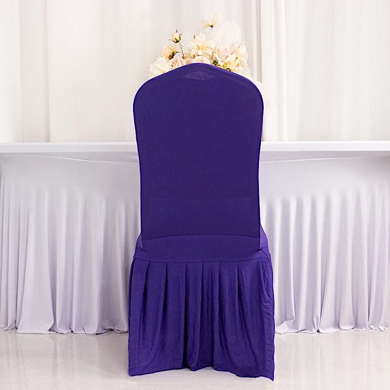Ruffle Pleated Skirt Fitted Spandex Banquet Chair Cover
