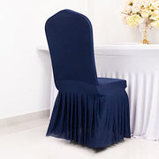 Ruffle Pleated Skirt Fitted Spandex Banquet Chair Cover