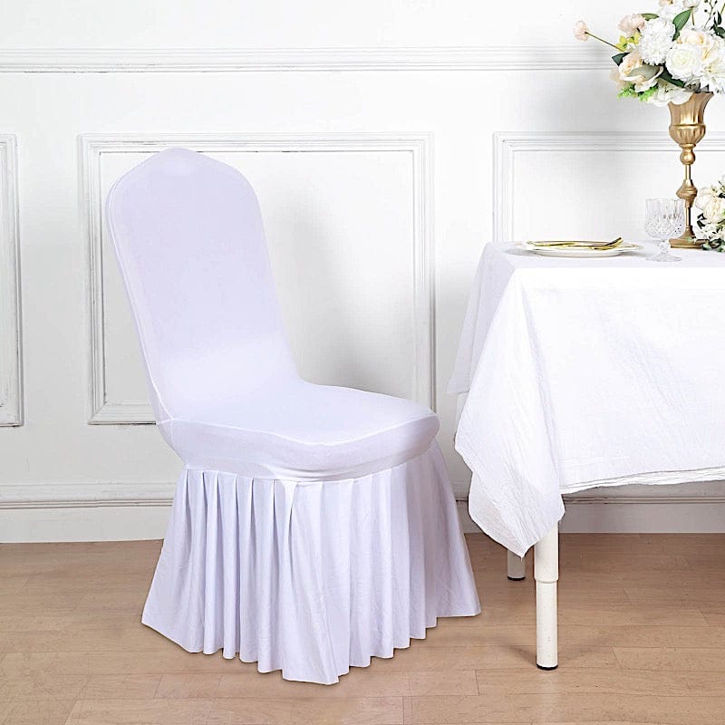 Ruffle Pleated Skirt Fitted Spandex Banquet Chair Cover