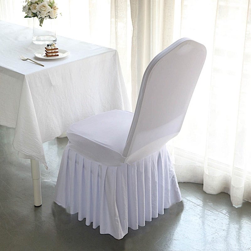 Ruffle Pleated Skirt Fitted Spandex Banquet Chair Cover