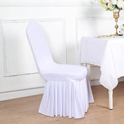 Ruffle Pleated Skirt Fitted Spandex Banquet Chair Cover