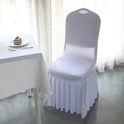 Ruffle Pleated Skirt Fitted Spandex Banquet Chair Cover