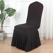 Ruffle Pleated Skirt Fitted Spandex Banquet Chair Cover