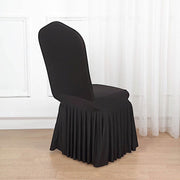 Ruffle Pleated Skirt Fitted Spandex Banquet Chair Cover