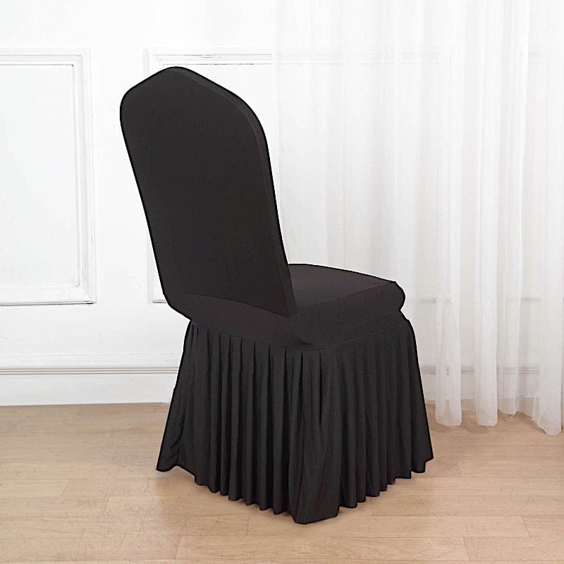 Ruffle Pleated Skirt Fitted Spandex Banquet Chair Cover