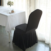 Ruffle Pleated Skirt Fitted Spandex Banquet Chair Cover