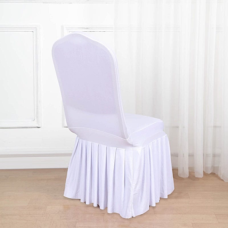 Ruffle Pleated Skirt Fitted Spandex Banquet Chair Cover